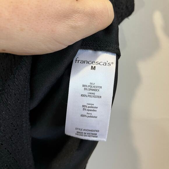 Francesca’s Black Textured Ruffle Sleeve Bodysuit NWT Size Small - Picture 4 of 7